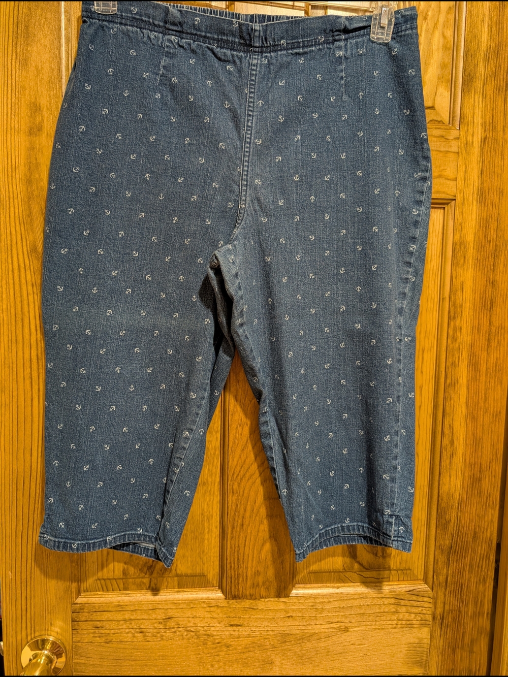 Croft & Barrow Navy Anchor-Print Denim Capris
